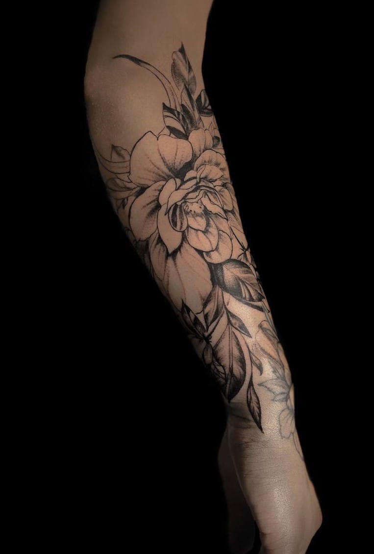 forearm tattoo flowers